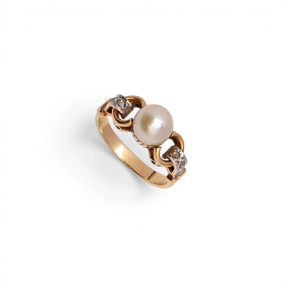 Pearl and diamonds ring, mid 20th Century. — Rings — Balclis