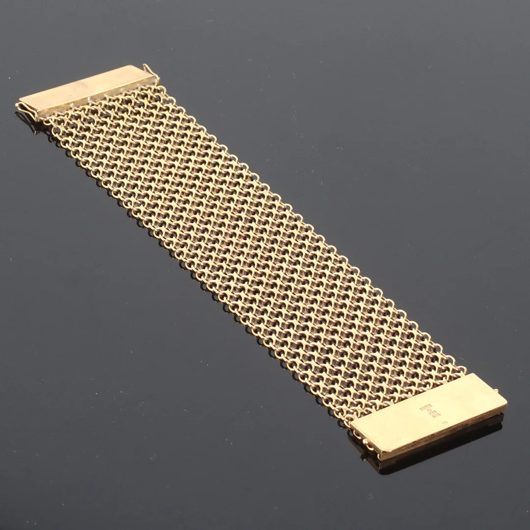 ARMBAND, 18k guld, 14 radig x-länk, Clareus Guldsmeds Ab, Stockholm. 19/2000-tal. — Bracelets — Stadsauktion Sundsvall