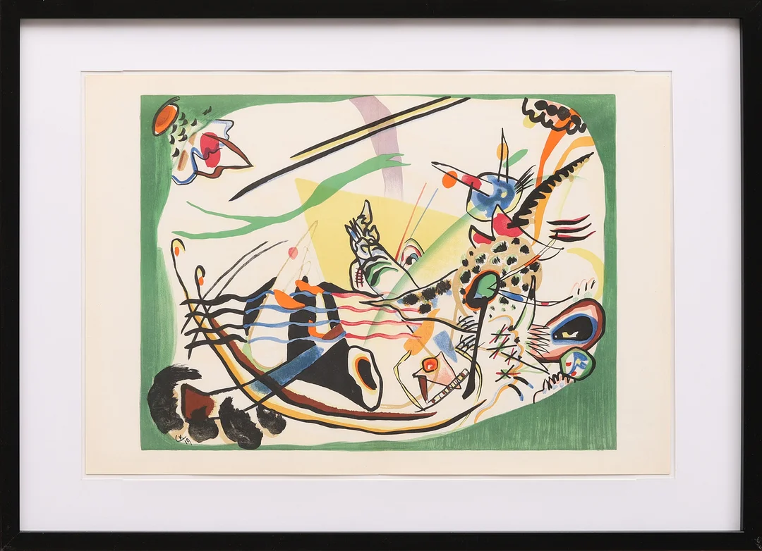 WASSILY KANDINSKY. EFTER. "Bord vert", färglitografi ur Derrière le Miroir nr 101-102-103 1957. — Engravings & Prints — Crafoord Auktioner Malmö