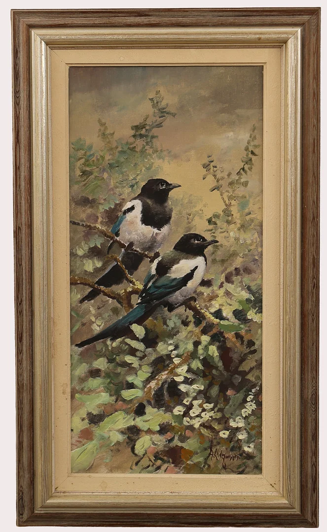 ARNE LIDQUIST. Olja på duk, fågelmotiv, signerad. — Paintings — Limhamns Auktionsbyrå
