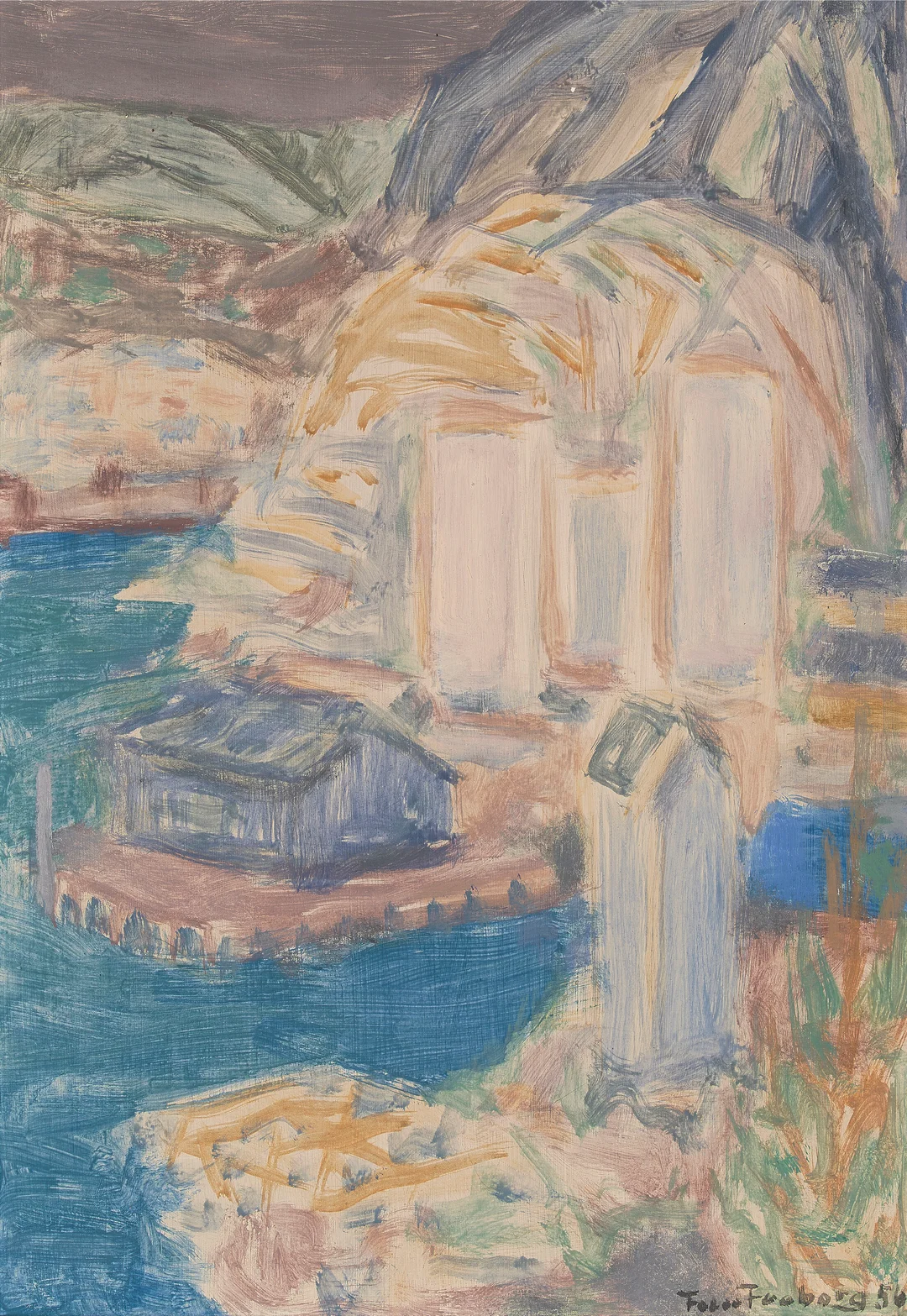 Faaborg, Finn — "Inderst i havna" 1956 — Kunst/Maleri — Blomqvist