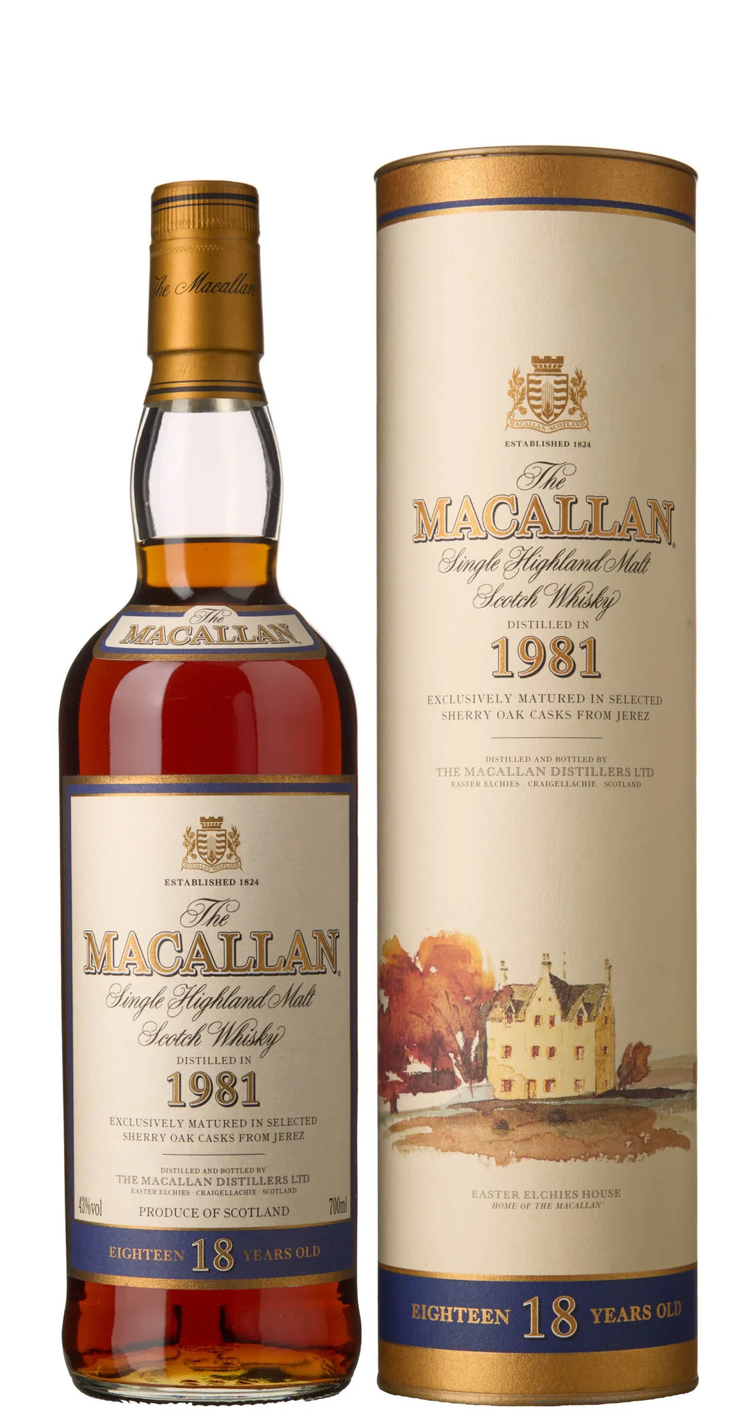 1 x The Macallan Single Highland Malt Scotch Whisky 1981 Sherry Oak 18 Years Old (OCB) — 1 x The Macallan Single Highland Malt Scotch Whisky 1981 Sherry Oak 18 Years Old (OCB) — Vin/Brennevin — Blomqvist