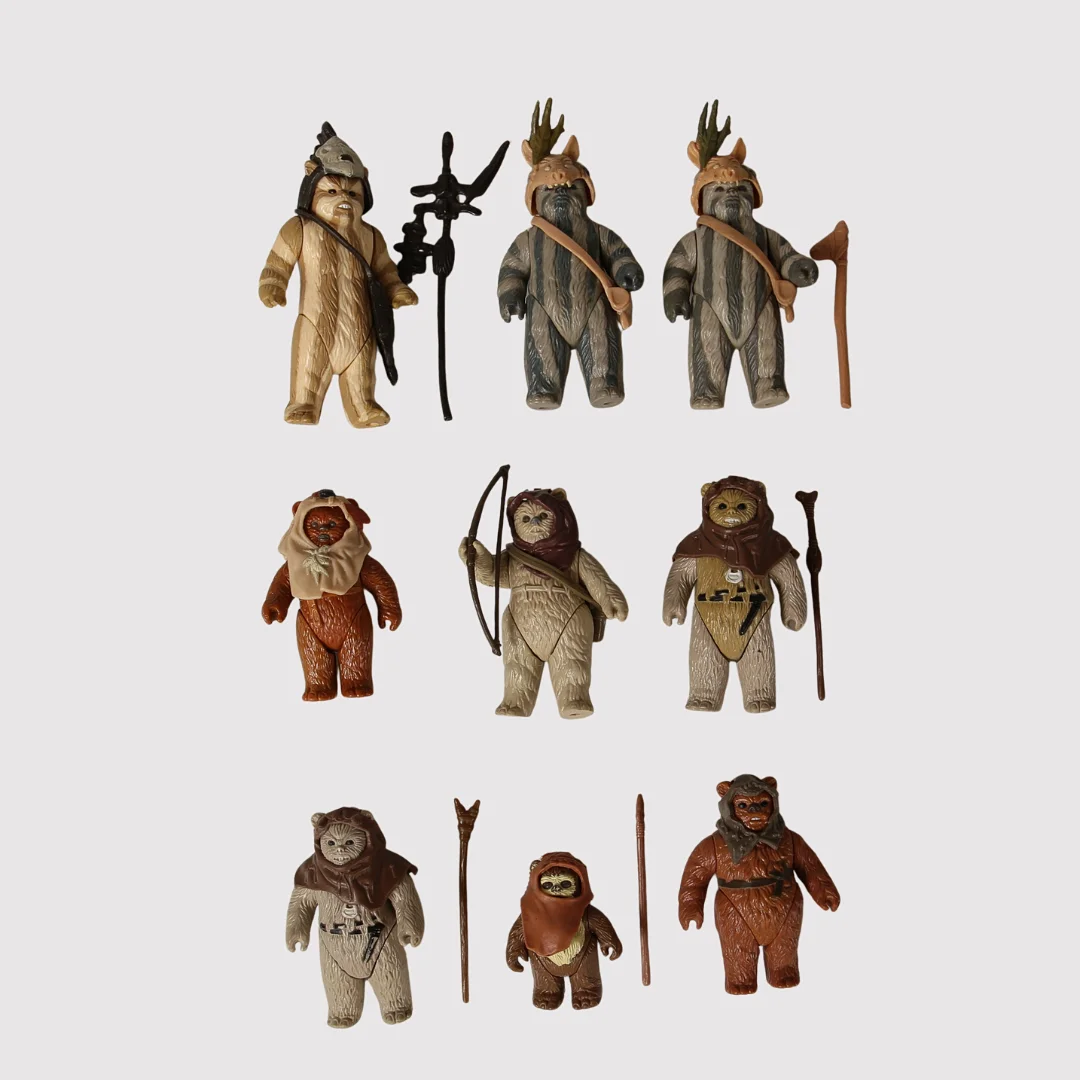 STAR WARS figurer Ewok ,Kenner 1980- tal, 9 stycken. — Action figures & Sci-Fi — Limhamns Auktionsbyrå