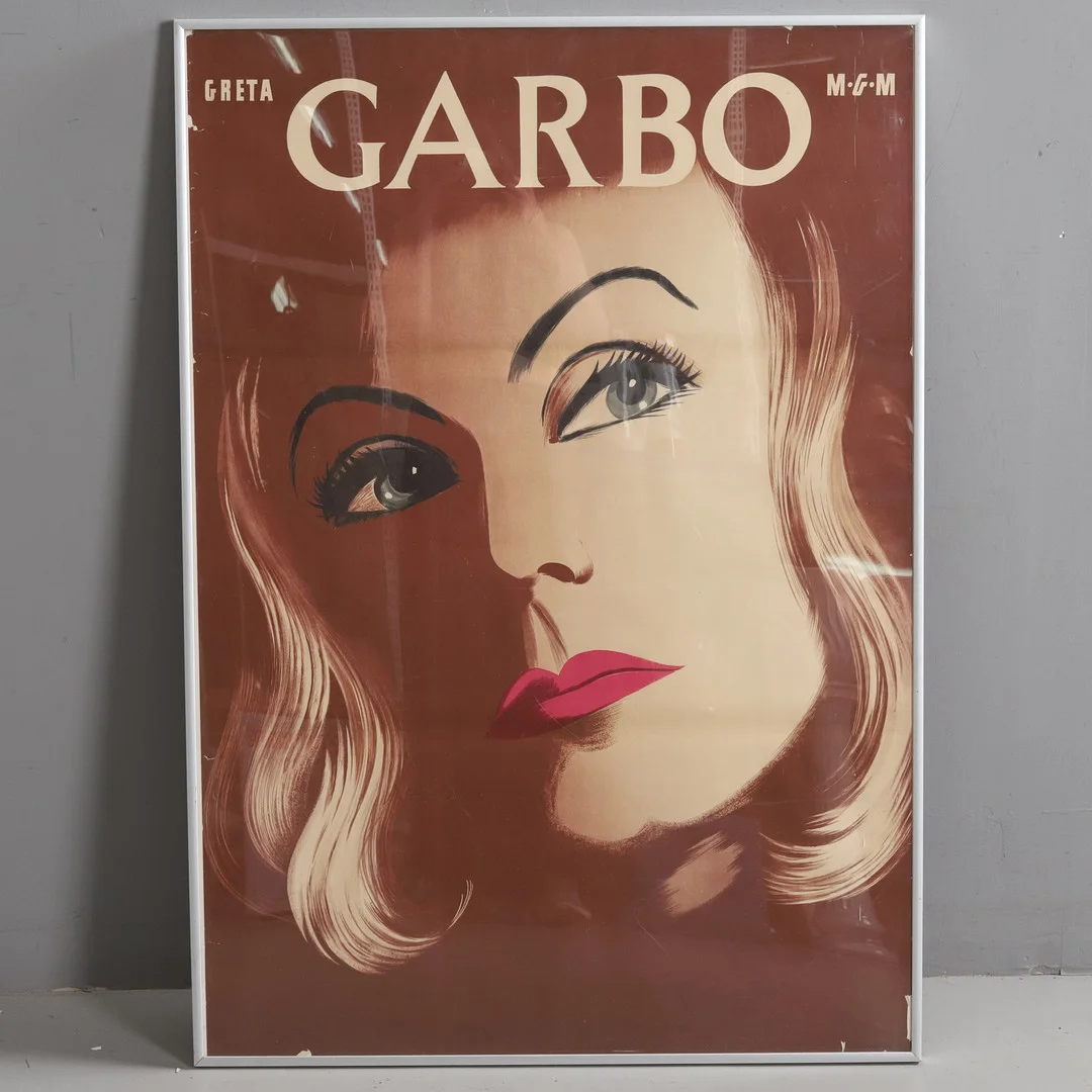 GRETA GARBO, filmaffisch. J.Olsens Lito Stockholm 1953. — Engravings & Prints — Örebro Stadsauktioner