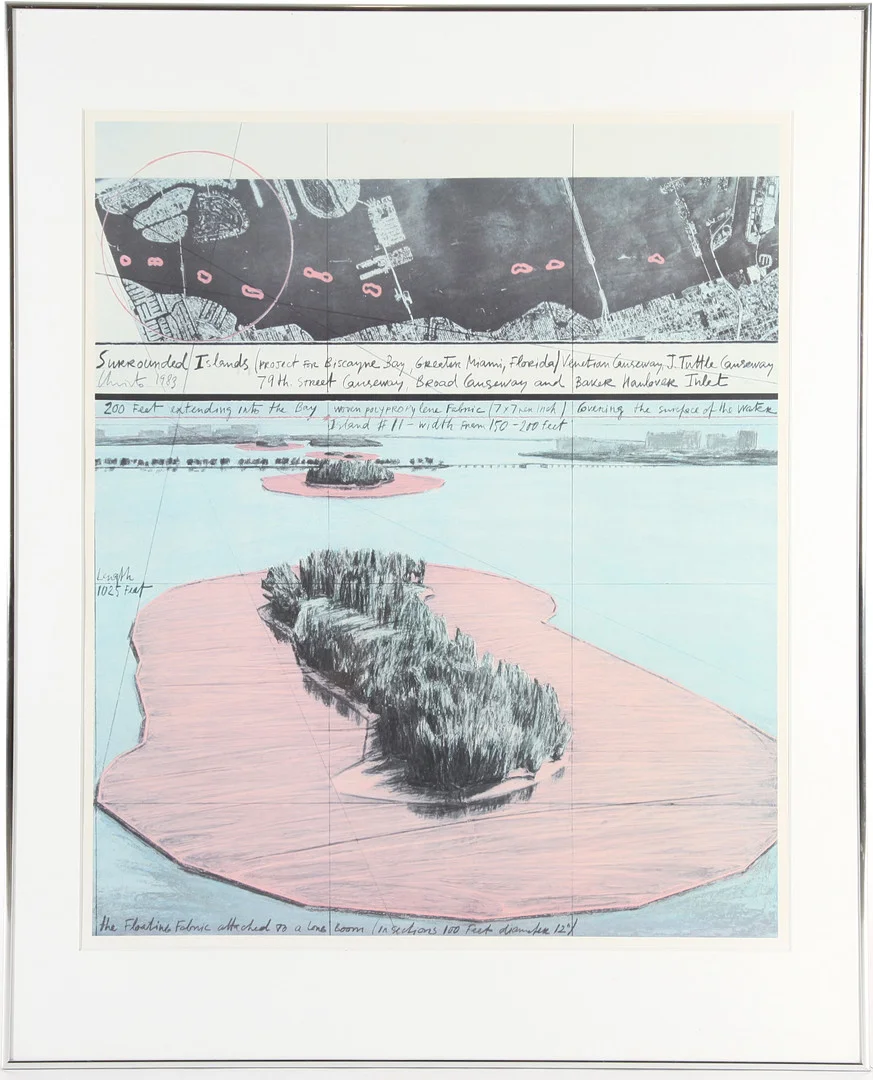 CHRISTO & JEANNE CLAUDE. Tryck, "Surrounded Islands (Project for Niscayne Bay). — Engravings & Prints — Auktionsverket Engelholm