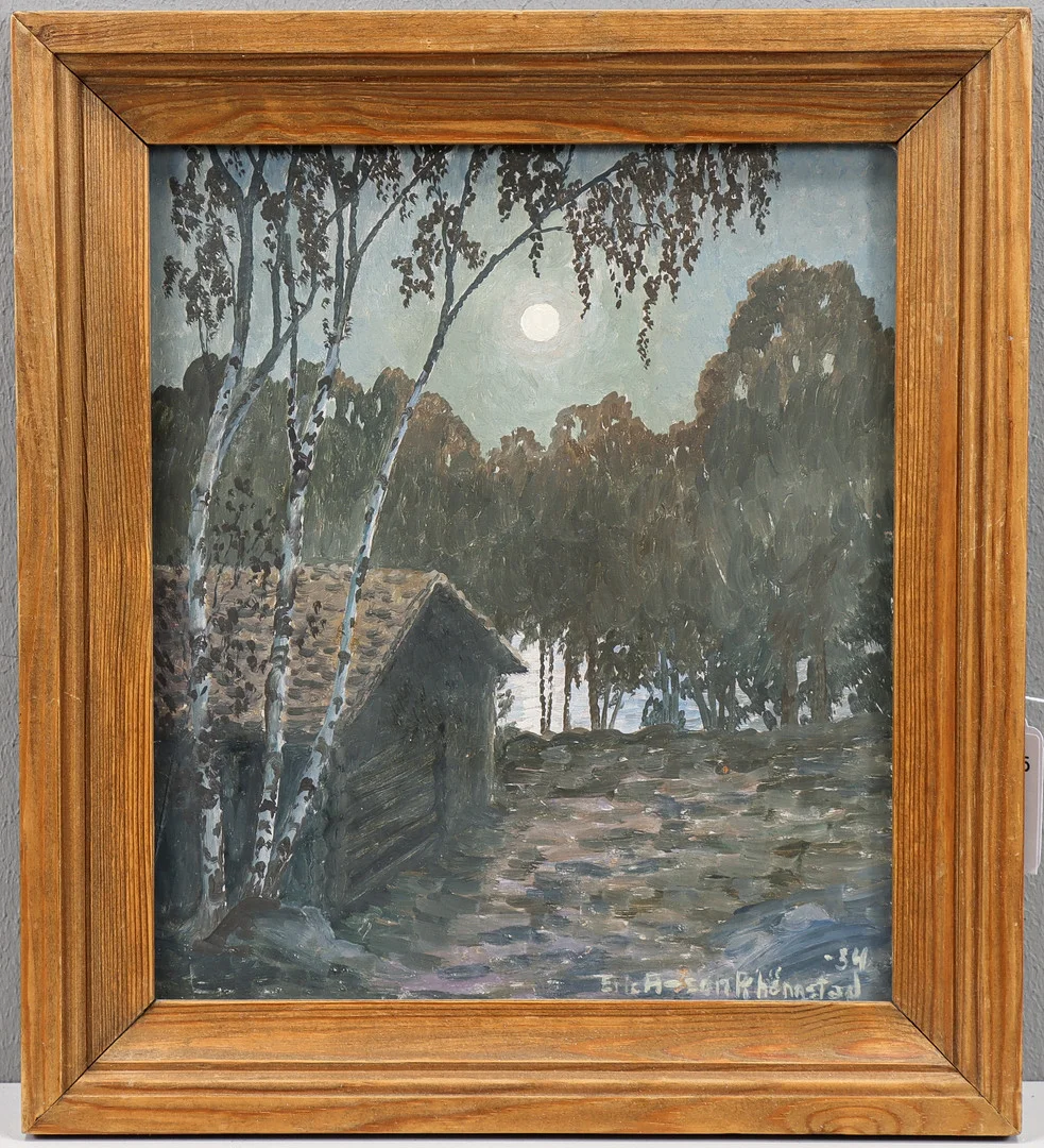 ERIC RHÖNNSTAD. Olja på pannå, signerad Eric A-son Rhönnstad -34. — Paintings — Karlstad Hammarö Auktionsverk