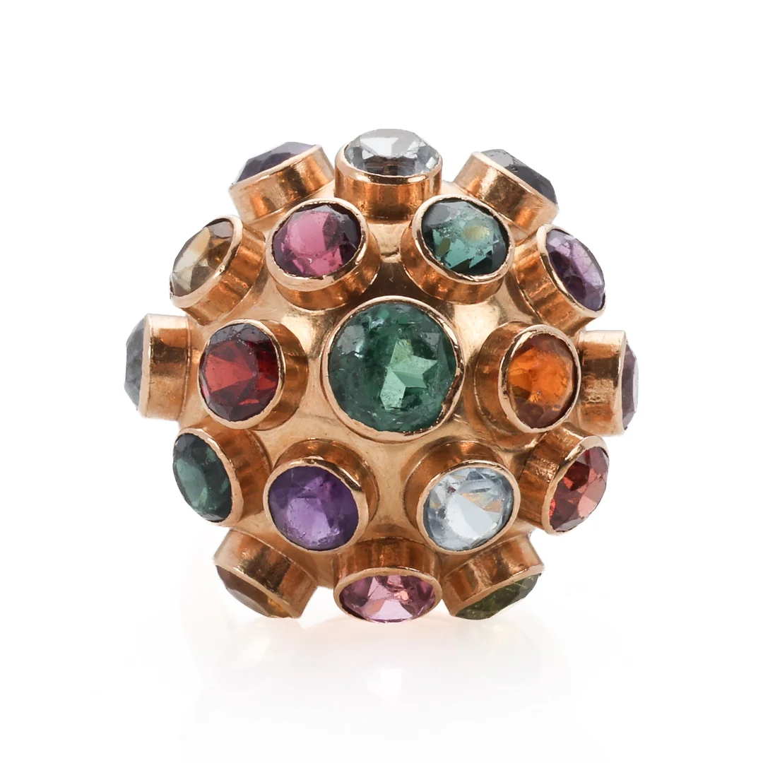 A 'Sputnik' ring of 18k gold set with gemstones. Size 54. 1960s. — Jewellery/Rings — Lauritz