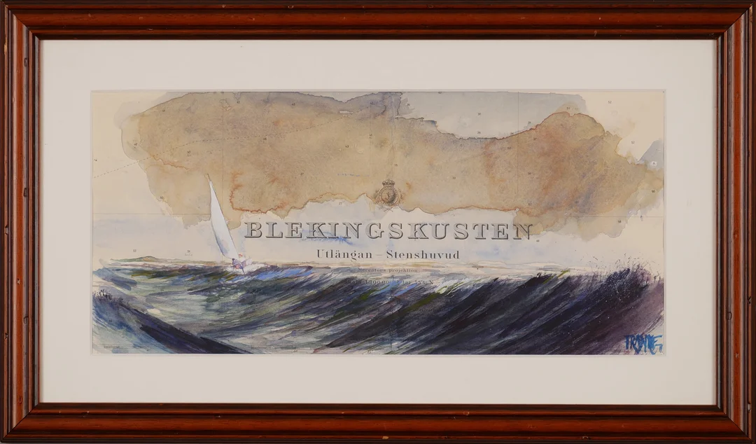 LARS FRANKE. "Blekingskusten Utlängan - Stenshuvud", blandteknik, signerad Franke. — Paintings — Auktionsfirma Kenneth Svensson i Kalmar
