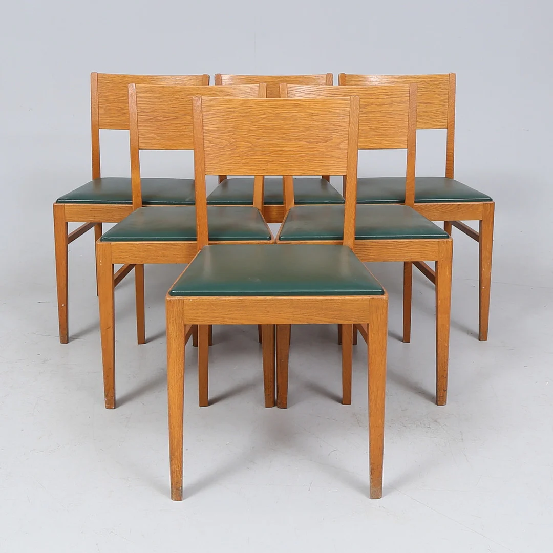 STOLAR, 6 st, ek, 1940/50-tal. — Armchairs & Chairs — Gomér & Andersson Linköping