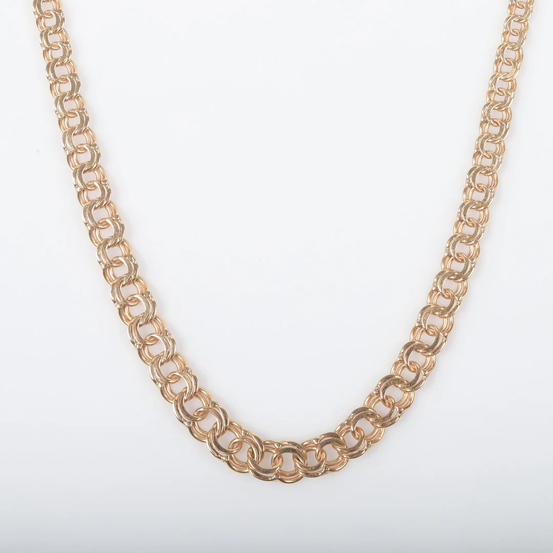 COLLIER, doserad Bismarcklänk, 18 K guld. — Necklace — Helsingborgs Auktionskammare
