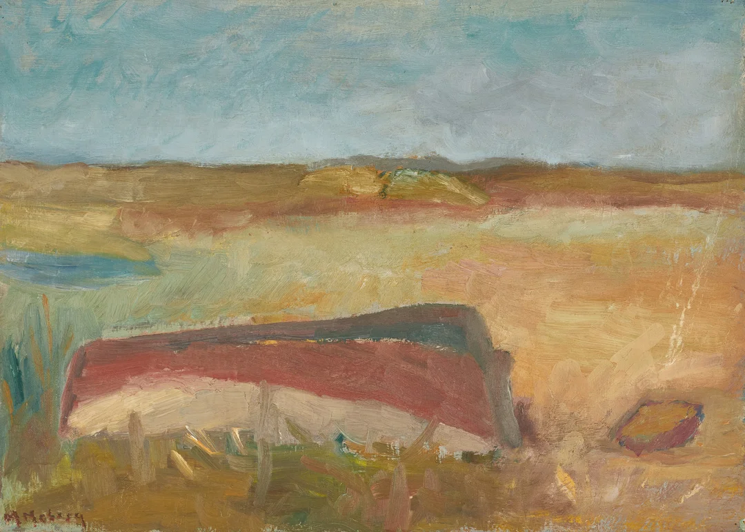 MAURICE MOBERG (Sverige, 1923-2014): Båt på land, signerad, olja på duk. — Paintings — Crafoord Auktioner Stockholm