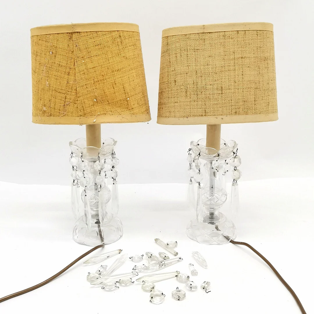 PAIR OF CUT GLASS LUSTRE LAMPBASES. — Table Lamps — Acreman St Auctioneers & Valuers