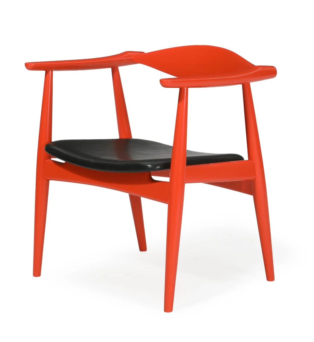 Hans J. Wegner: “CH 35”. Armchair in reddish-orange beech, upholstered seat in green goatskin. Carl Hansen & Søn. — Modern Furniture — Bruun Rasmussen