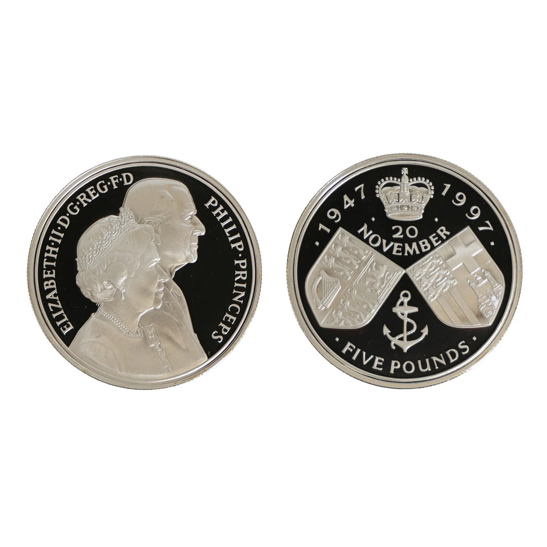A ROYAL MINT UNITED KINGDOM SILVER PROOF FIVE POUND COIN. — Coins & Banknotes — Bishop & Miller