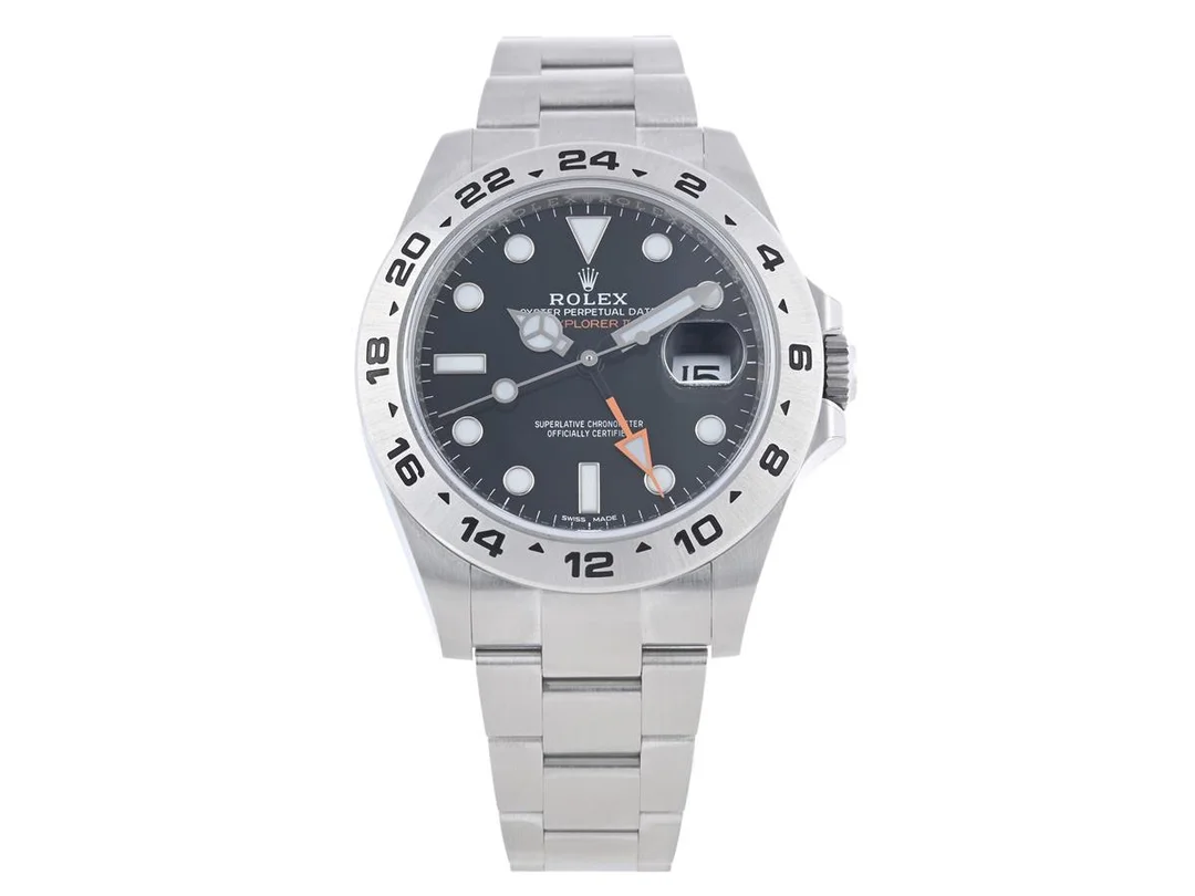 ROLEX, Oyster Perpetual Date, Explorer II, Chronometer, Ref nr. 216570-0002, Serie nr. 925ZE099, Cal 3187, Verk nr. Q45321F1, Boett nr. 2100, herrur, 42 mm, stål, automatisk, safirglas, datum, 24-timmarsvisning, Oysterlocklänk, viklås, Ref nr. 77210-9LM, cert, november 2020, box, ytterkartong. — Klockor/Rolex — Kaplans