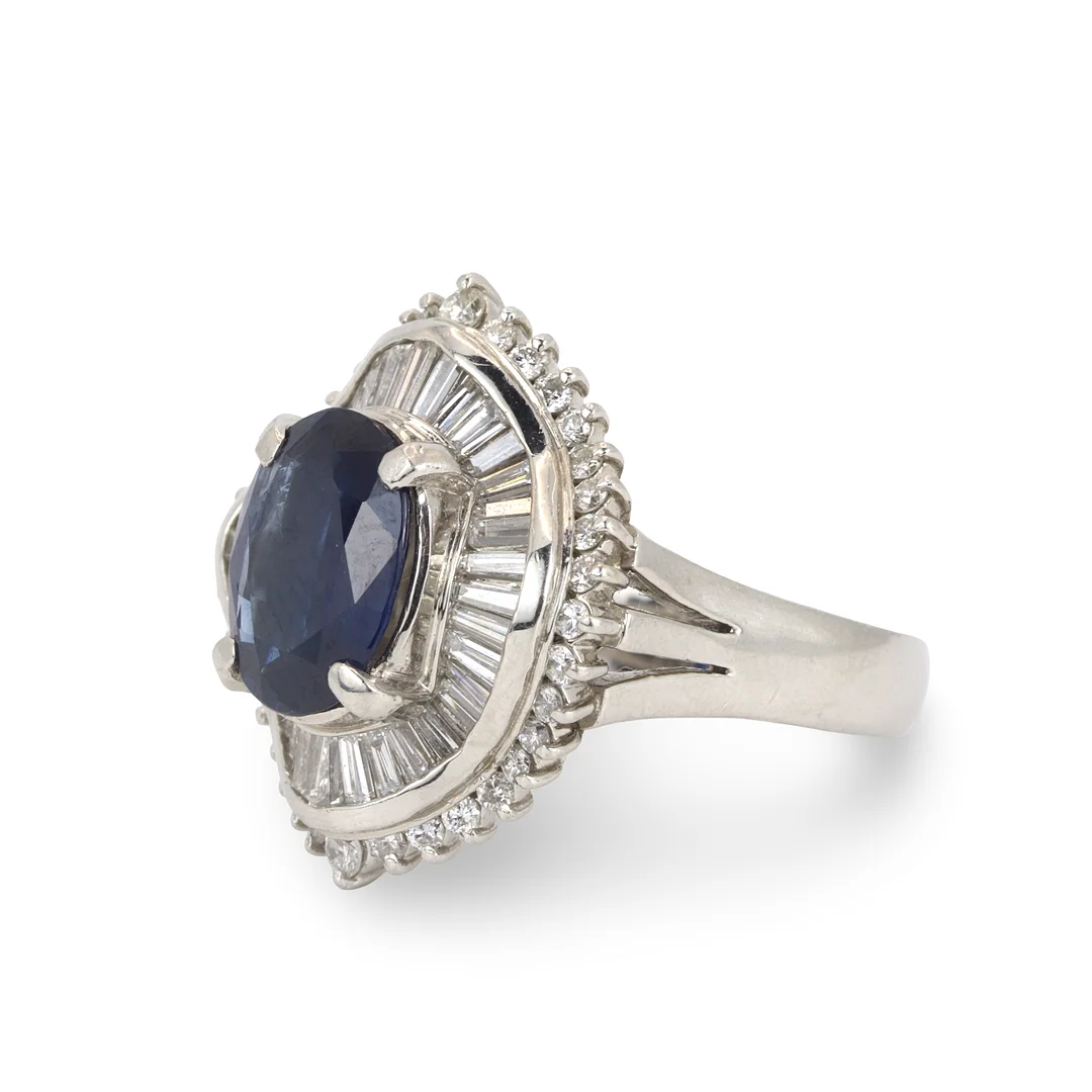 PLATINUM SAPPHIRE & DIAMOND RING. — Rings — Chalkwell Auctions