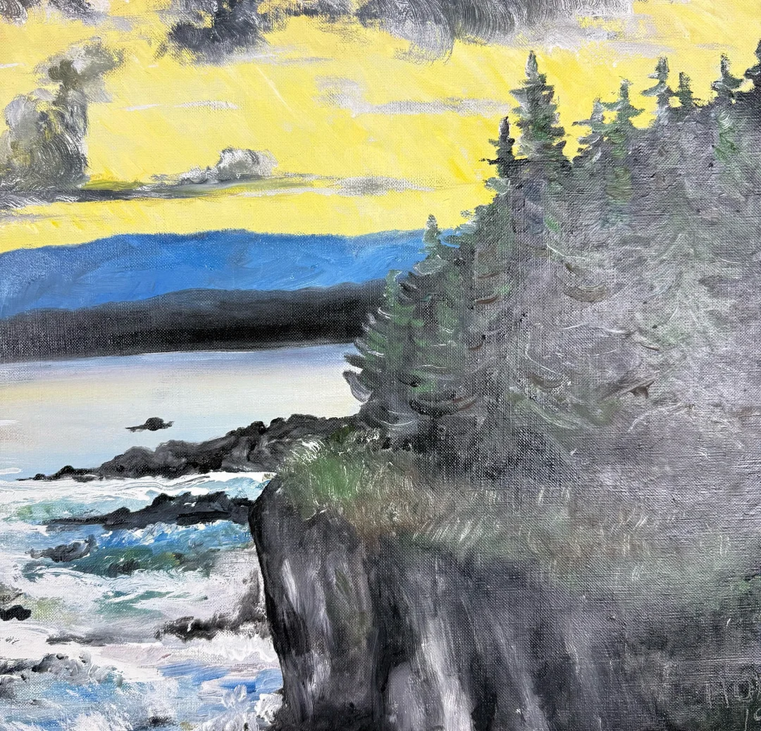 OIDENTIFIERAD KONSTNÄR. Olja på duk, landskap, signerad H Olsson , daterad 1983. — Paintings — TOKA Auktionshus