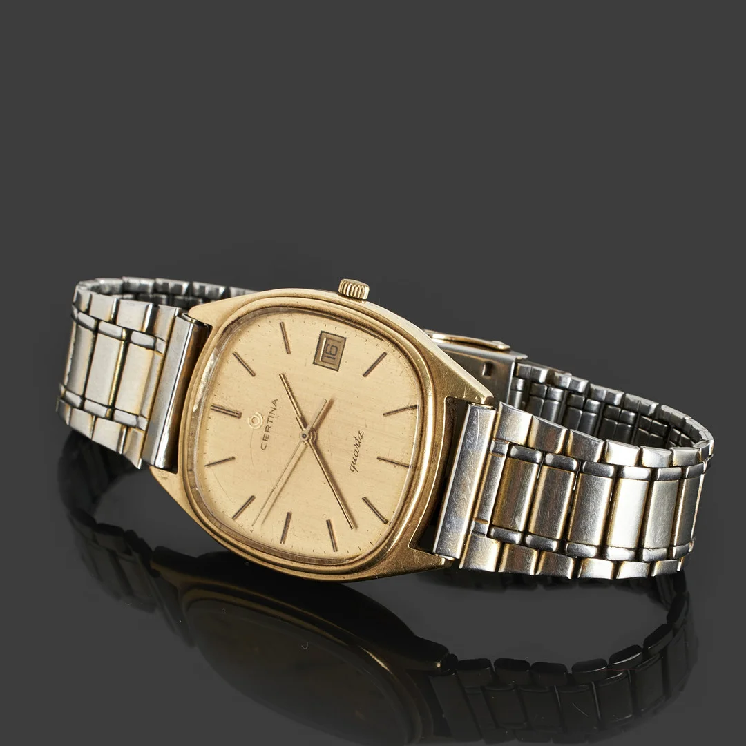 CERTINA, armbandsur, 14k, guld, quartz, stållänk. — Wristwatches — Crafoord Auktioner Stockholm