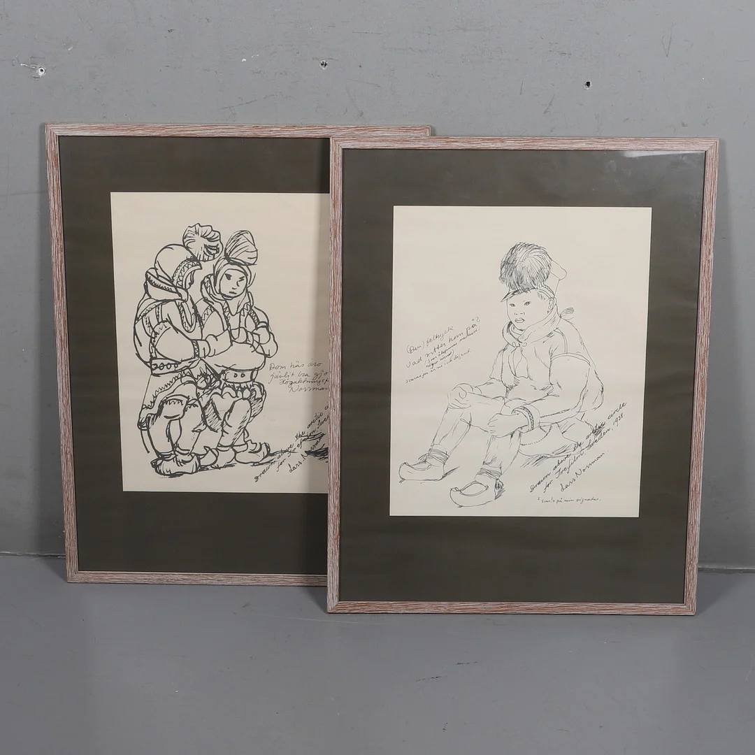LARS NORRMAN. litografi 2 st, signerade. — Engravings & Prints — Gomér & Andersson Norrköping