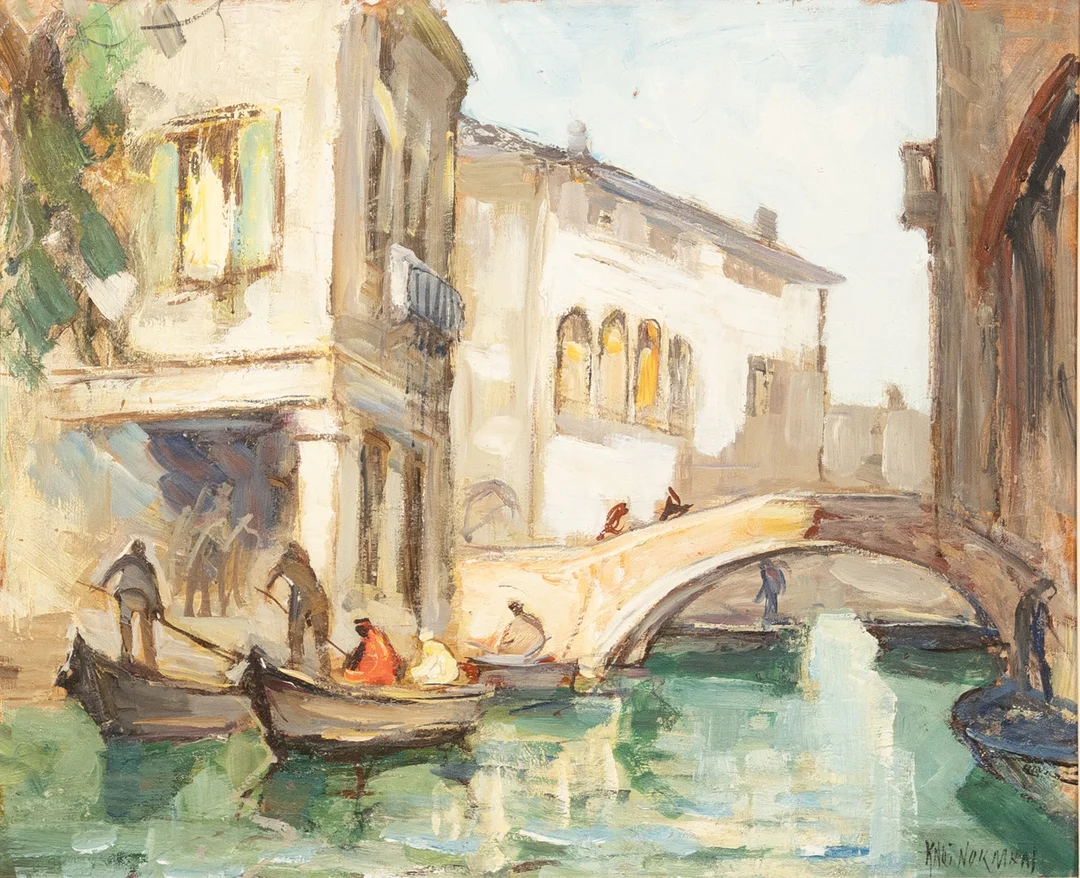 KNUT NORMAN. olja på pannå, motiv från Venedig, signerad. — Paintings — Karljohan Auktioner