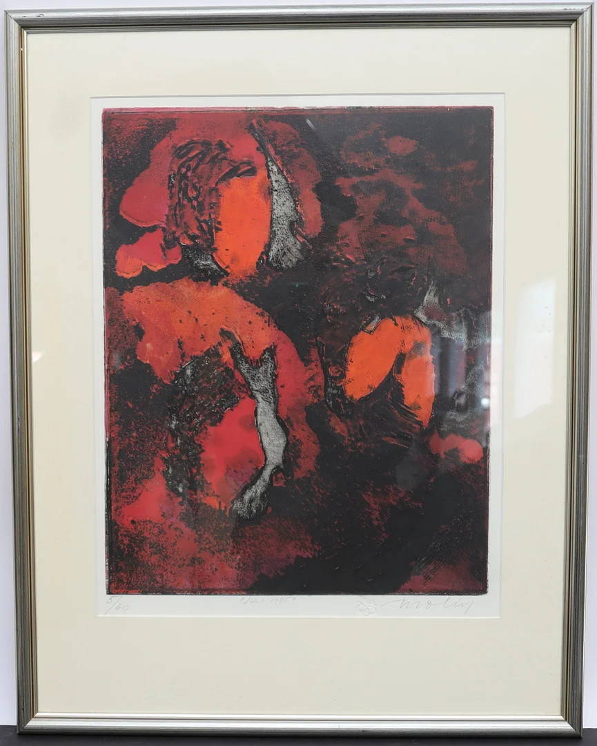 BRITA MOLIN. "Juli 1995" färgetsning, signerad och numrerad. — Engravings & Prints — Falun Auktionsbyrå