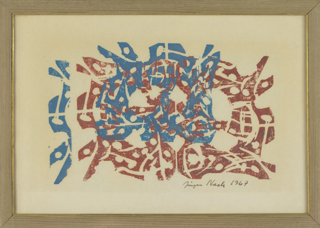 JÖRGEN NASH. Träsnitt, abstrakt, signerad, 1967. — Other — Höganäs Auktionsverk