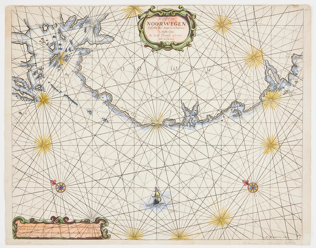 THEUNTIZ LOOTSMAN, SEACHART NORWAY, c. 1690. — Maps — Stockholms Auktionsverk Magasin 5