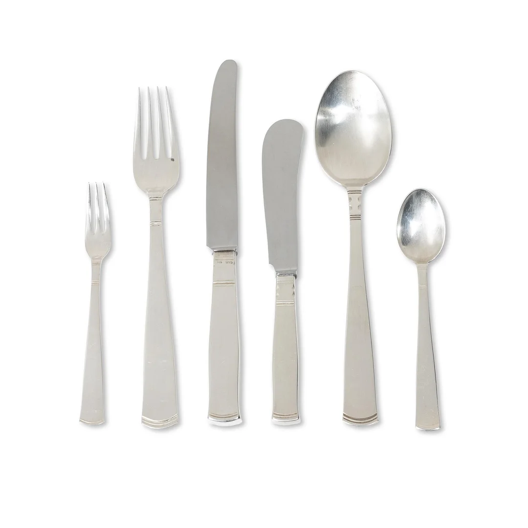 Jacob Ängman, Bestick, 44 st, silver, "Rosenholm", GAB, bl a Eskilstuna 1998. — Silver/Bestick — Bukowskis