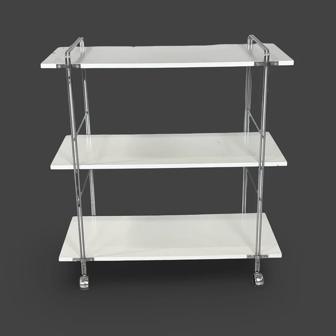 HYLLA, på hjul, vitlackerad mdf & metall, 2000-tal. — Cupboards, Cabinets & Shelves — Roslagens Auktionsverk