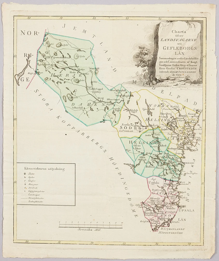 ÅKERLANDS KARTA ÖVER GÄVLEBORG, 1794. — Maps — Stockholms Auktionsverk Magasin 5