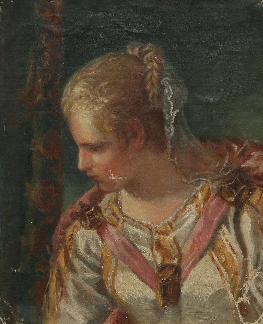 OIDENTIFIERAD KONSTNÄR. olja på duk, uppklistrad på pannå, osignerad. — Paintings — Gomér & Andersson Linköping