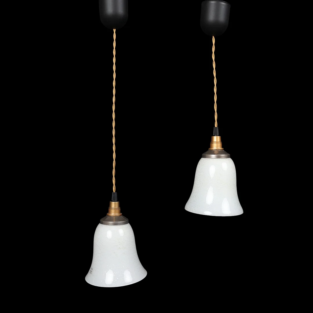 ITALIAN 1980'S PAIR OF MURANO GLASS PENDANT LIGHTS. — Ceiling lights — Young's Auctions
