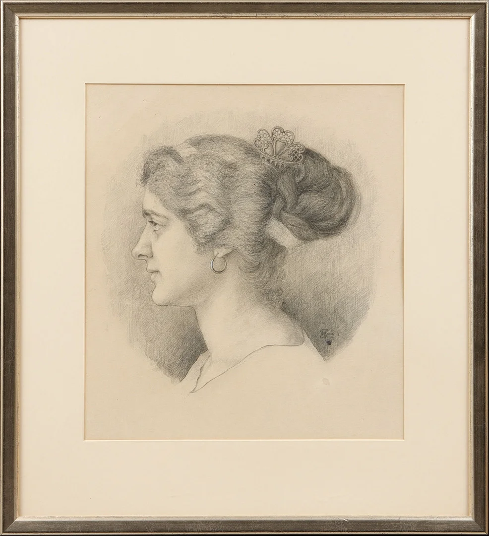 OIDENTIFIERAD KONSTNÄR. Porträtt, blyerts, signerad. — Paintings — Göteborgs Auktionsverk