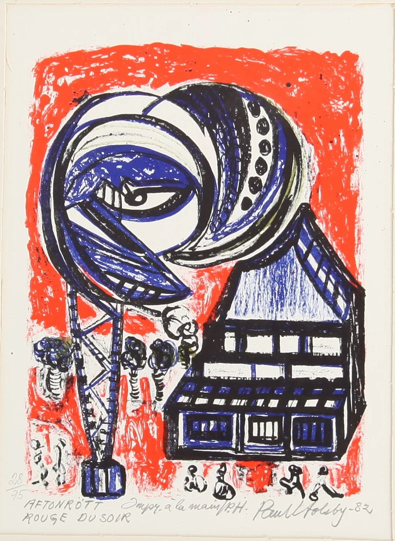 PAUL HOLSBY. 1921-2007. Handtryck, "Aftonrött", signerad och numrerad. — Engravings & Prints — Auktionsverket Engelholm