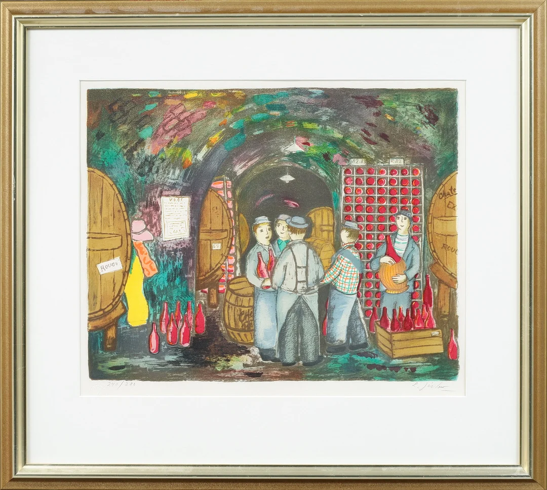 LENNART JIRLOW. "Vinkällaren", färglitografi, signerad och numrerad 240/280. — Engravings & Prints — Göteborgs Auktionsverk