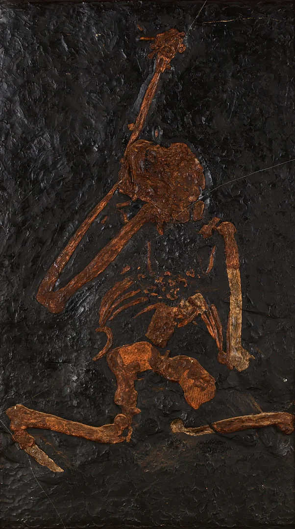 Indrammet gipsafstøbning af den uddøde abe 'Oreopithecus bambolii', originale fossil fundet i Italien i 1958. — Other — Palsgaard Kunstauktioner