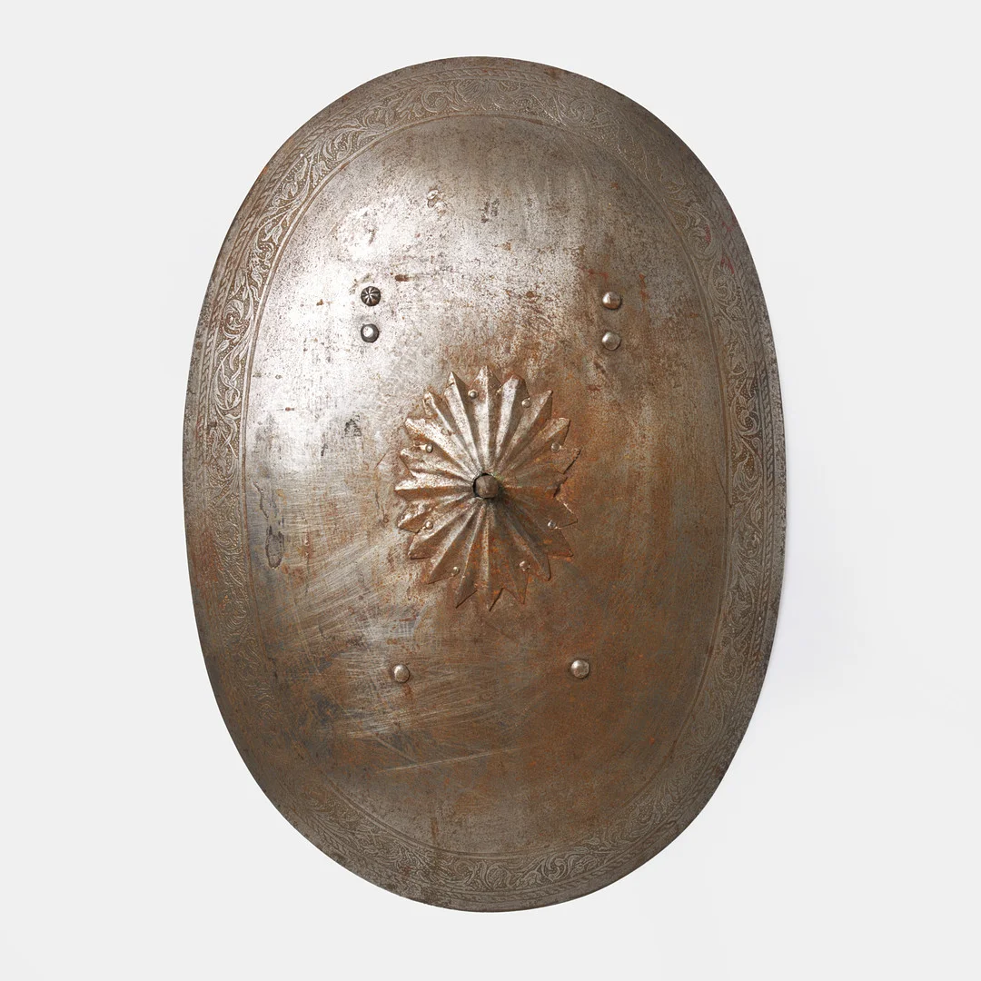SKÖLD, metall, ciselerad dekor, 1800-tal. — Other — Stockholms Auktionsverk Sickla