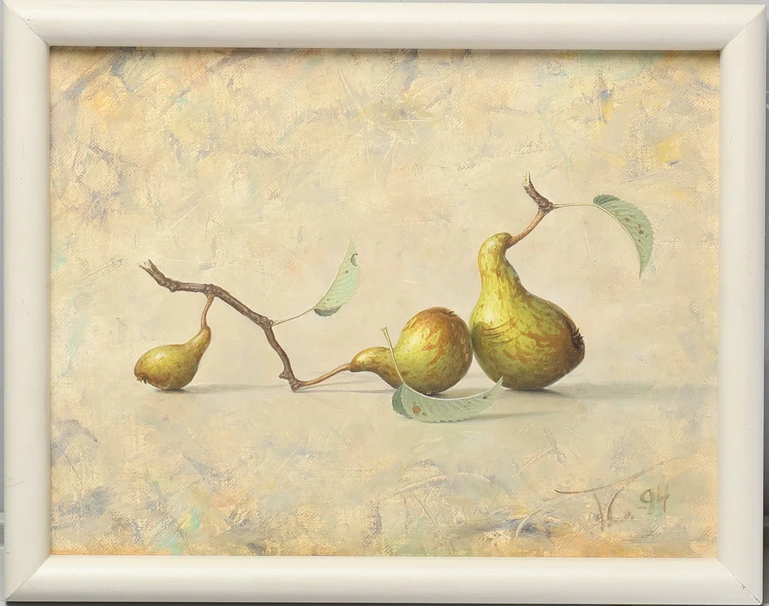 TOMMY CARLSSON. Olja på duk, "Päron Kvist", signerad och daterad -94. — Paintings — Gomér & Andersson Jönköping