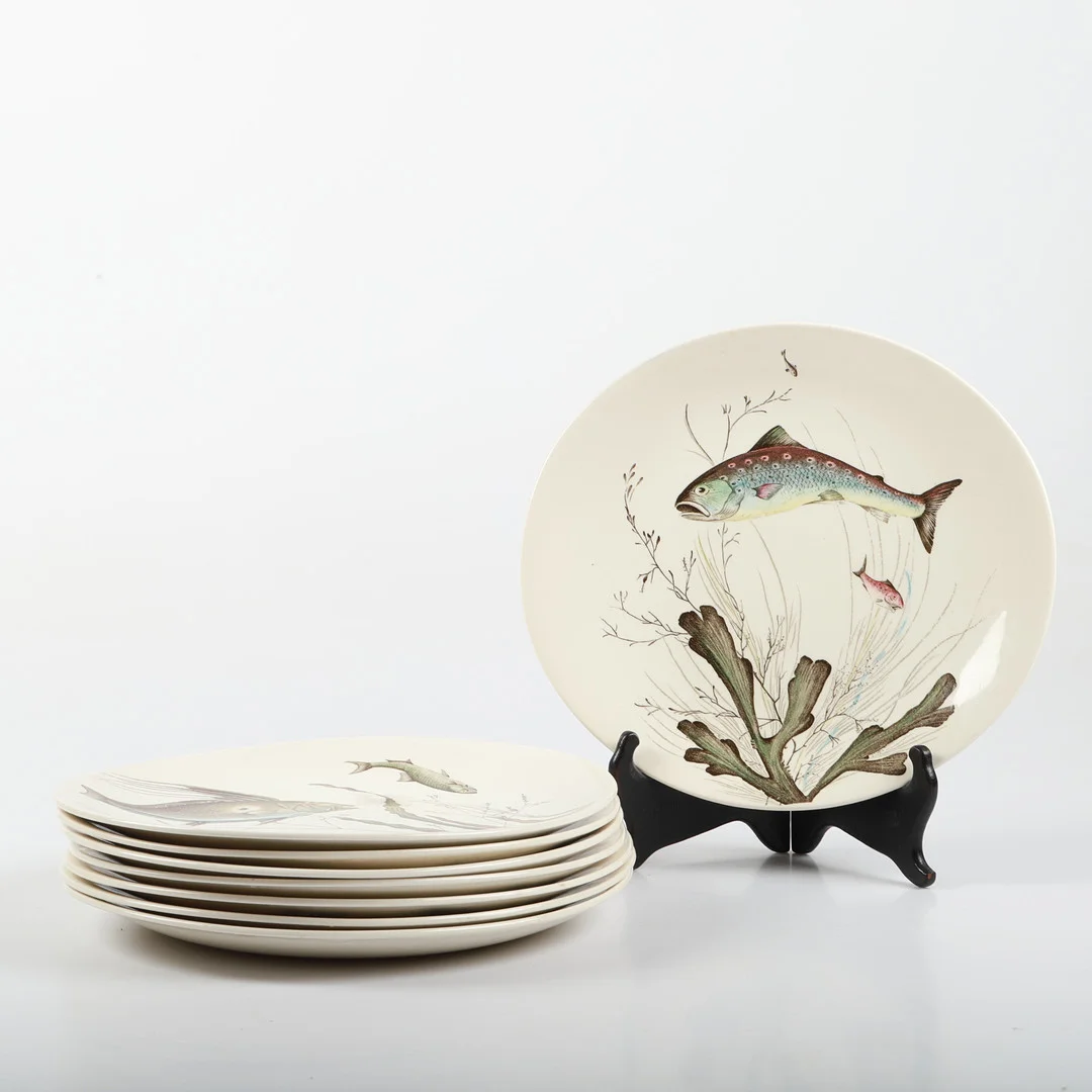 FISKTALLRIKAR, 8 stycken, "Fish", Johnson Bros, England. — European — Helsingborgs Auktionskammare