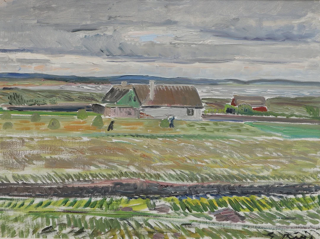 GIDEON BÖRJE. Olja på duk, skördearbetare, signerad. — Paintings — Ekenbergs Auktioner