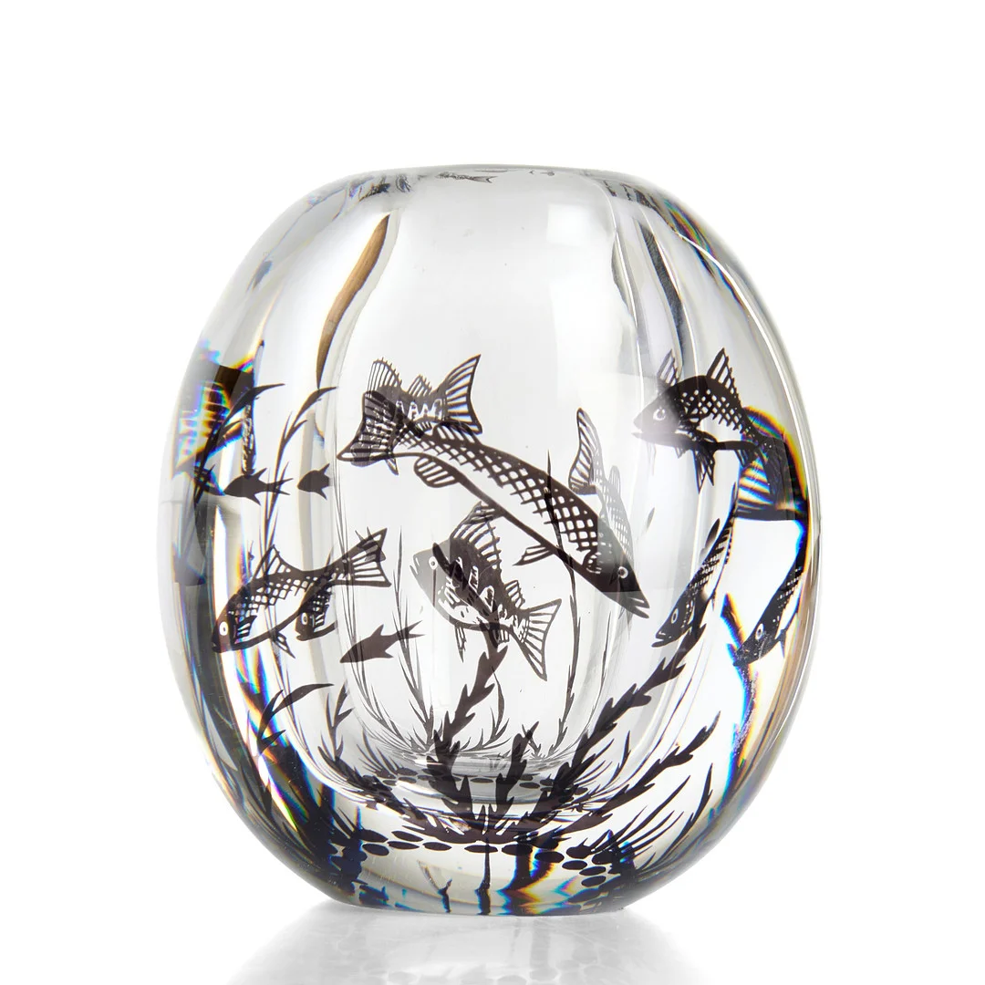EDWARD HALD (1883–1980). Vas, fiskgraal, Orrefors, signerad "Orrefors graal Nr 612 Edward Hald". — Art glass — Crafoord Auktioner Stockholm