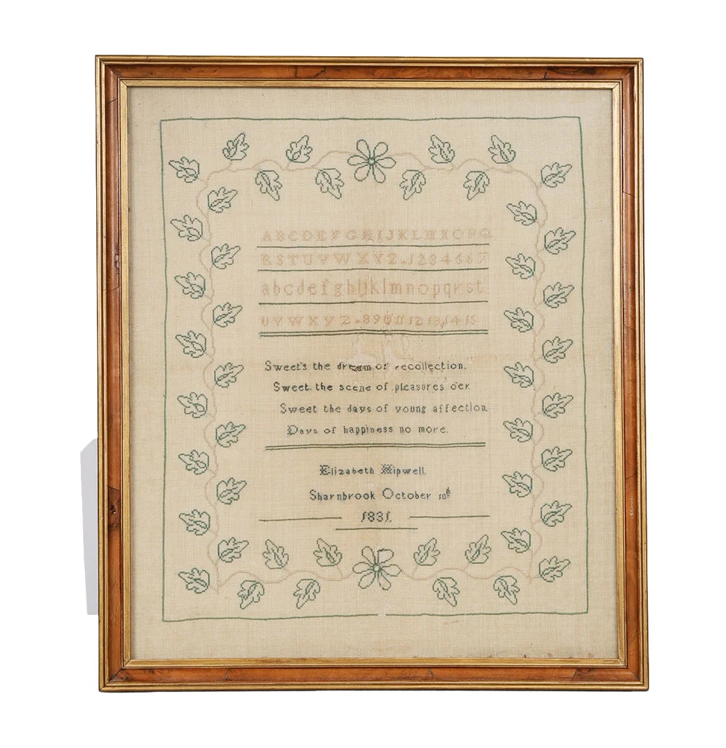 A REGENCY NEEDLEWORK SAMPLER, "MARY ANN SEWELL APRIL 28TH 1824. — Textiles — Bishop & Miller