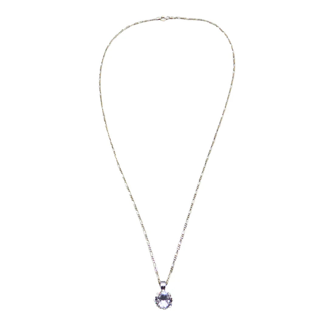 FIGAROKETTE AUS 835ER SILBER MIT SOLITÄR-ANHÄNGER. — Necklace — Auktionshaus Stuber's Hammerschlag