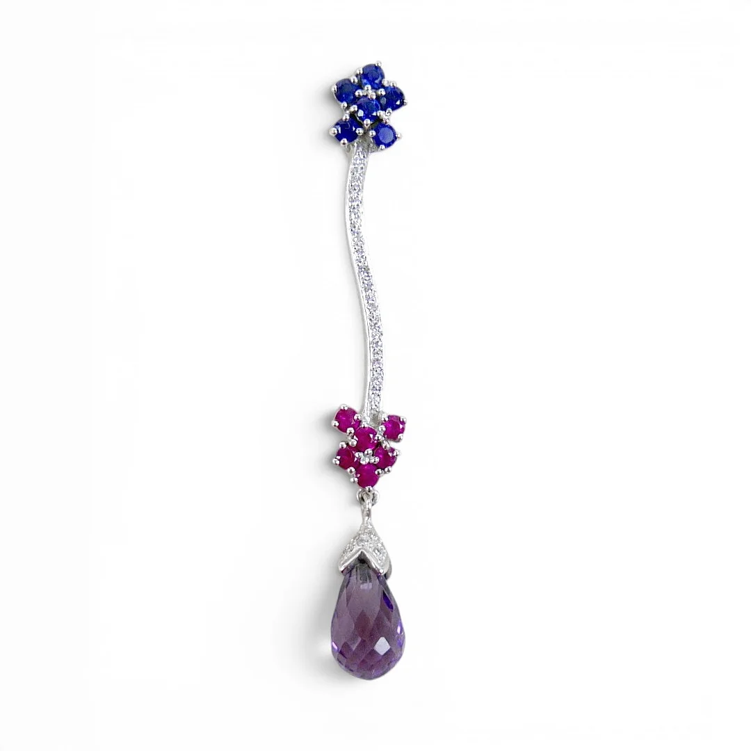 SIFANI 18CT WHITE GOLD, SAPPHIRE, RUBY AND DIAMOND PENDANT. — Rings — Batemans of Stamford