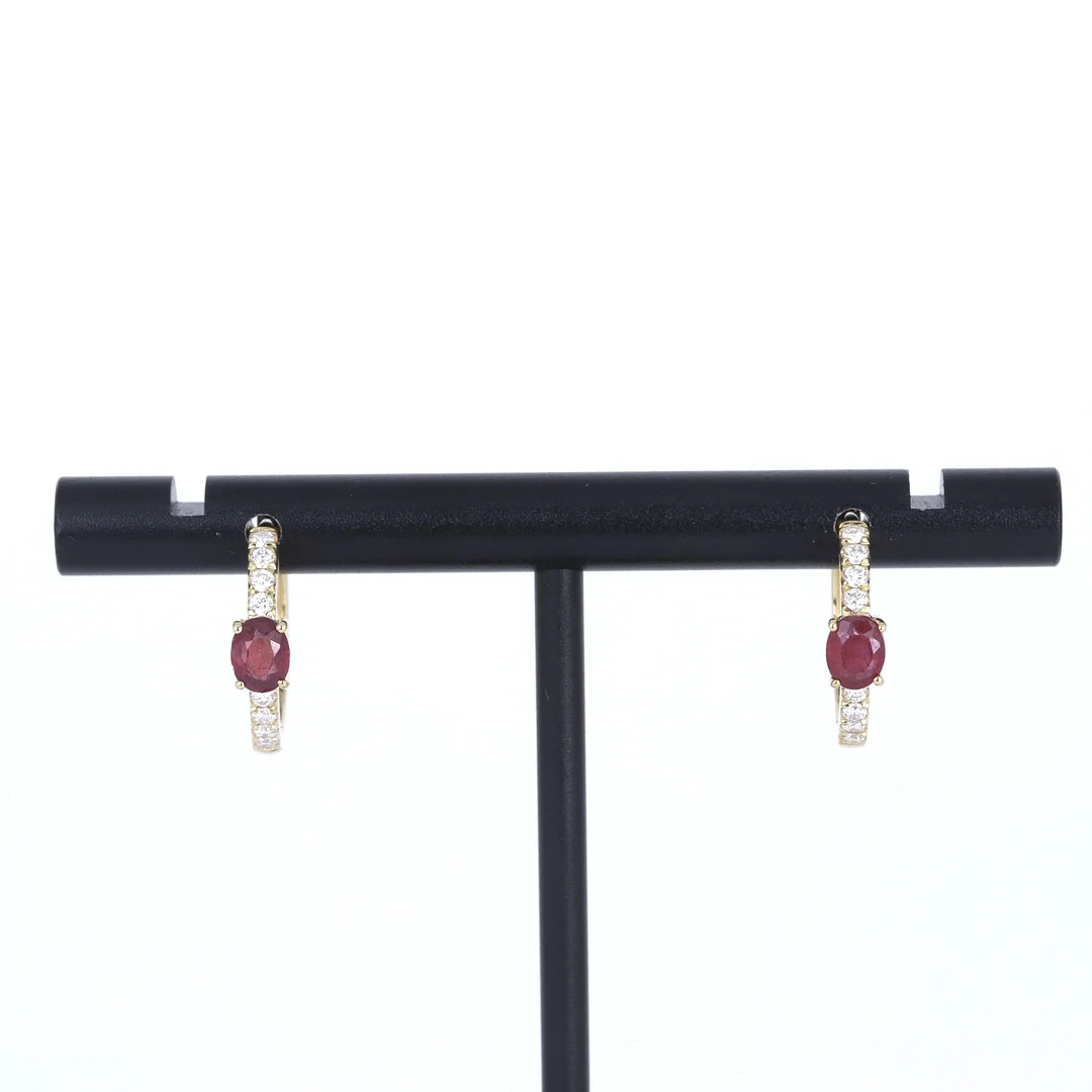 RUBY AND DIAMOND HOOP EARRINGS. — Earrings — Chalkwell Auctions