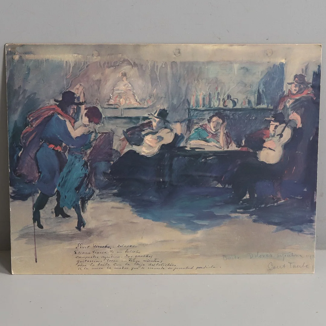 EVERT TAUBE, tryck, "Tango i Dolores", 1965, signerad i tryck. — Engravings & Prints — Örebro Stadsauktioner