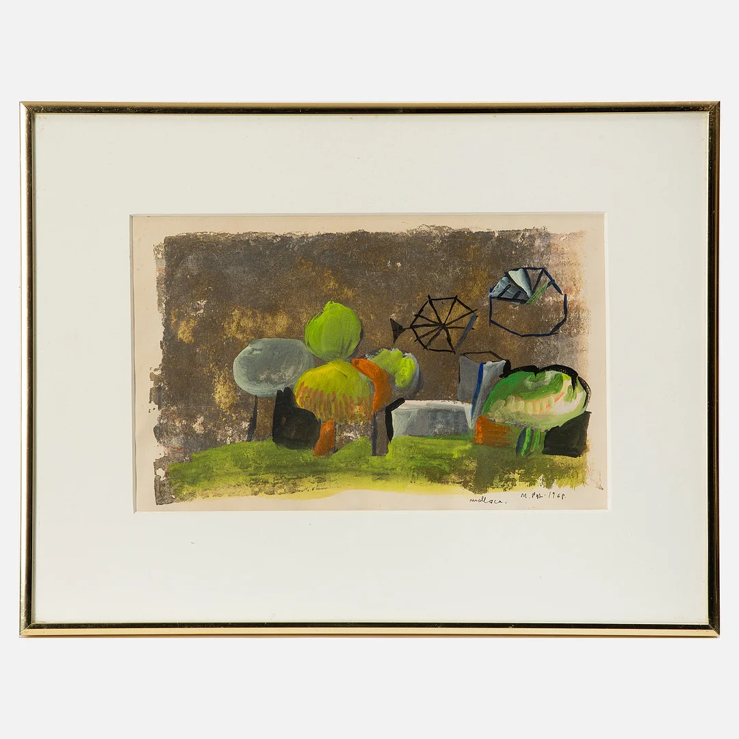 MADELEINE PYK. Gouache/blandteknik, "Mallorca", signerad. — Paintings — Stockholms Auktionsverk Göteborg
