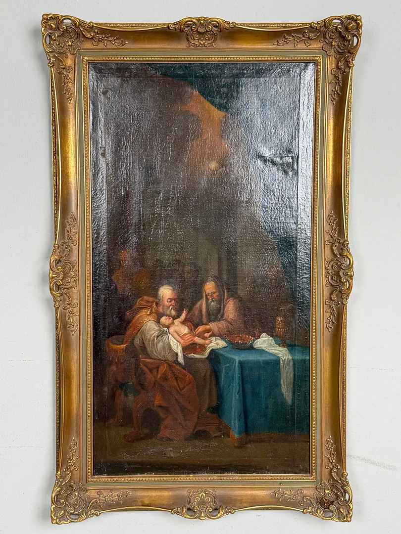 UNBEKANNTER KÜNSTLER. Öl auf Leinwand/doubliert , '' Beschneidung Christi '' 18. Jahrhundert. Deutsch-Österreichische Schule. — Paintings — Stockholms Auktionsverk Düsseldorf/Neuss