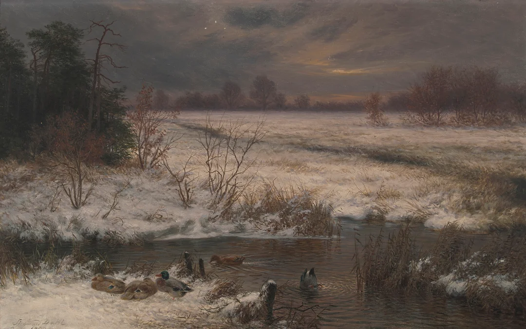 Dahl, Siegwald — Ender i vinterlandskap, Oberlausitz 1900 — Kunst/Maleri — Blomqvist