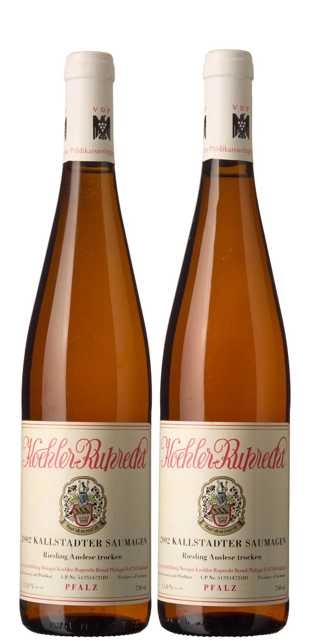 2 x Kallstadter Saumagen Riesling Auslese Trocken 2002, Koehler-Ruprecht — 2 x Kallstadter Saumagen Riesling Auslese Trocken 2002, Koehler-Ruprecht — Vin/Vin — Blomqvist